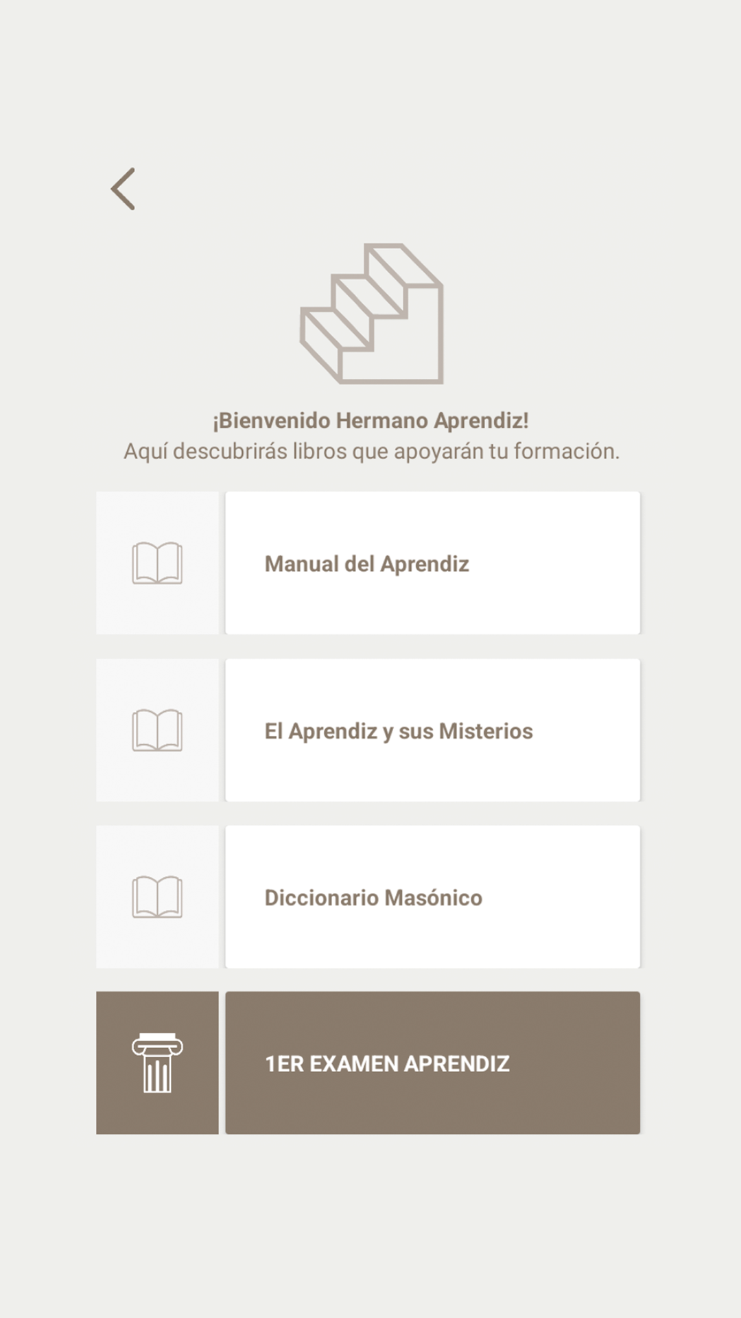 Biblioteca y temas del grado Aprendiz Masón en Vitriol App